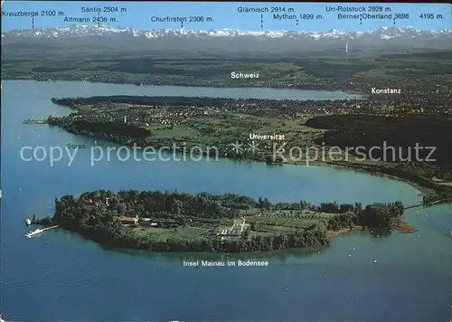 Insel Mainau Bodensee mit Konstanz und Staad Alpensicht Fliegeraufnahme Kat. Konstanz Bodensee