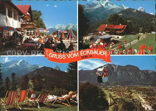 Garmisch Partenkirchen Gasthof Eckbauer Terrasse Karwendel Eckbauerbahn mit Kramer Kat. Garmisch Partenkirchen