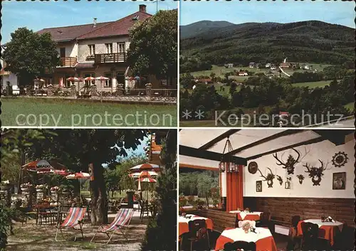 Klausen Leopoldsdorf Gasthof Pension Zum Schoepfelgitter Gastraum Gartenterrasse Kat. Klausen Leopoldsdorf