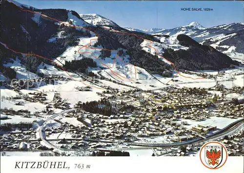 Kitzbuehel Tirol mit Hohe Salve Fliegeraufnahme Kat. Kitzbuehel