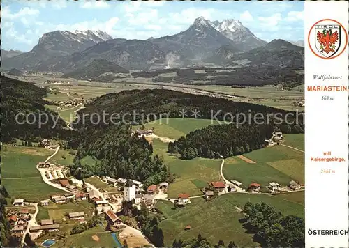 Mariastein Tirol mit Kaisergebirge Fliegeraufnahme Kat. Mariastein