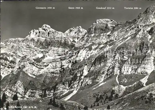 Schwaegalp mit Saentis Graukopf Tierwies Kat. Schwaegalp