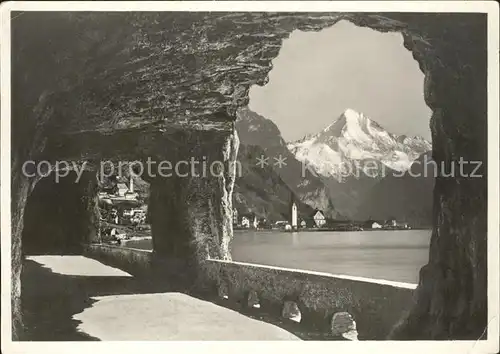 Axenstrasse mit Flueelen und Bristenstock Kat. Altdorf UR