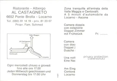 Ponte Brolla Ristorante Albergo Al Castagneto Gastraeume Kat. Tegna