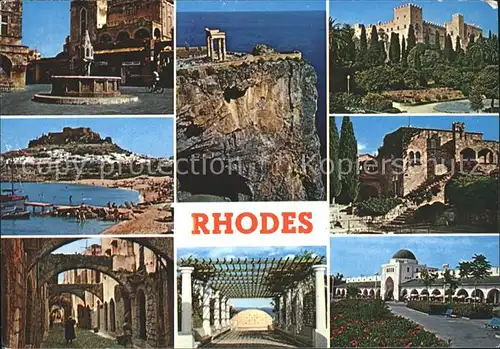 Rhodes Rhodos Greece Teilansichten Tempel Ruine Festung Strand Kat. Rhodes