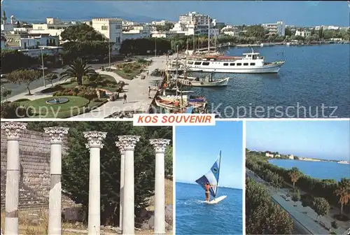 Kos Cos Hafen Promenade Schiff Tempel Ruine Antike Windsurfing Kat. Kos