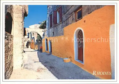 Rhodes Rhodos Greece Malerischer Winkel Kat. Rhodes