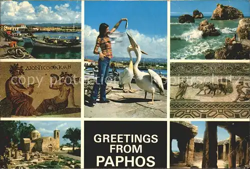 Paphos Pelikane Mosaik Strand Hafen Kat. Paphos Cyprus