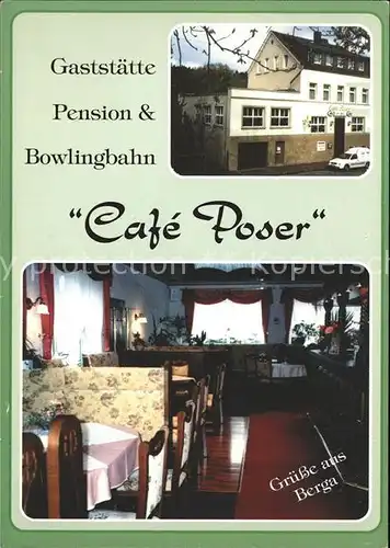 Berga Elster Gaststaette Pension Bowlingbahn Cafe Poser  Kat. Berga Elster