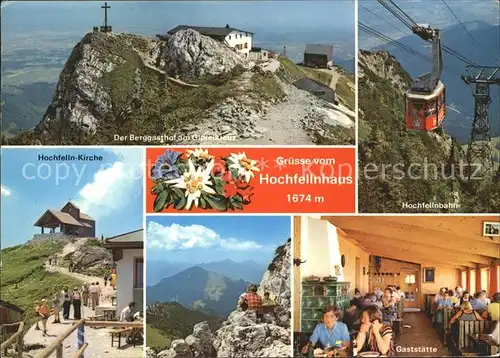 Hochfelln Ruhpolding Berggasthof am Gipfelkreuz Hochfellnbahn Kirche Haus Kat. Ruhpolding