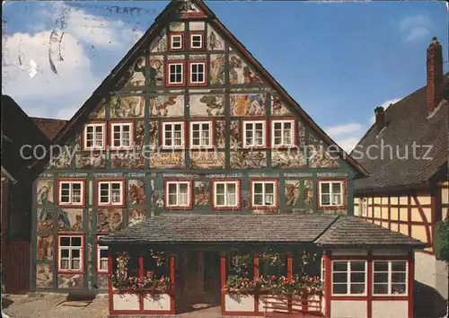 Schwalenberg Gasthof Kuenstlerklause Fassadenmalerei Kat. Schieder Schwalenberg