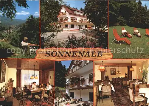 Bad Herrenalb Hotel Pension Sonnenalb Liegewiese Gastraeume Terrasse Kat. Bad Herrenalb