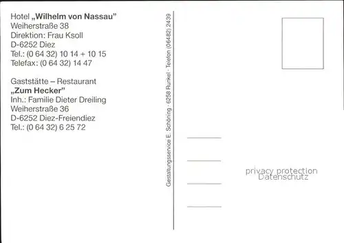 Diez Lahn Hotel Wilhelm von Nassau Bar Hallenbad Kat. Diez