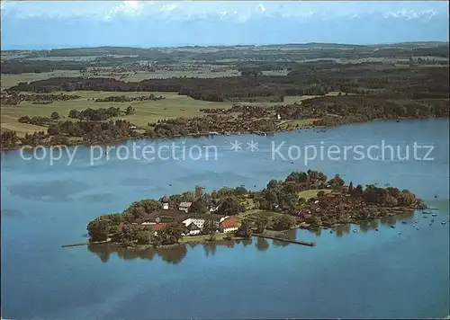 Fraueninsel Chiemsee Frauenchiemsee mit Gstadt Fliegeraufnahme Kat. Chiemsee