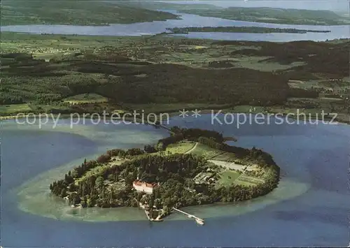 Insel Mainau mit Reichenau und Untersee Fliegeraufnahme Kat. Konstanz Bodensee