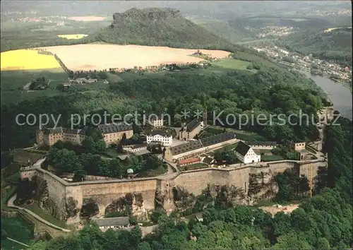 Koenigstein Saechsische Schweiz Festung Koenigstein Fliegeraufnahme Kat. Koenigstein Saechsische Schweiz