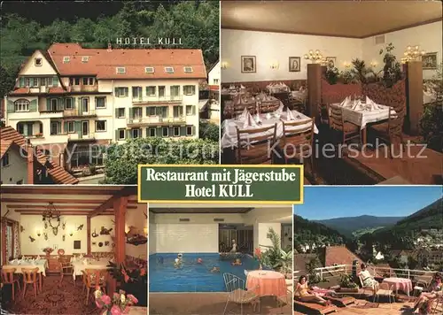 Bad Herrenalb Restaurant mit Jaegerstube Hotel Kull Gastraum Hallenbad Terrasse Kat. Bad Herrenalb