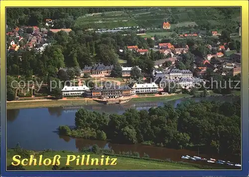 Pillnitz Schloss Pillnitz und Weinbergskirche Fliegeraufnahme Kat. Dresden