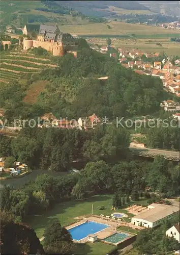 Bad Muenster Stein Ebernburg mit Thermal Sole Radonbad Fliegeraufnahme / Bad Muenster am Stein-Ebernburg /Bad Kreuznach LKR