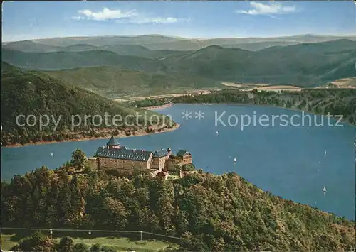 Edersee Schloss Waldeck Edertalsperre Fliegeraufnahme Kat. Edertal