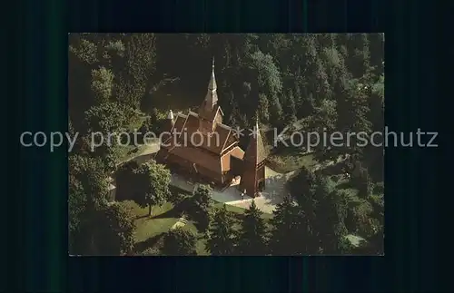 Hahnenklee Bockswiese Harz Nordische Stabkirche Fliegeraufnahme Kat. Goslar