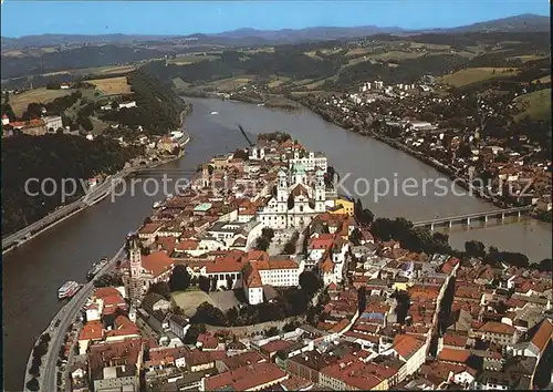 Passau mit Donau Inn Ilz Fliegeraufnahme Kat. Passau