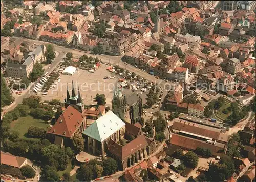 Erfurt Domplatz mit Mariendom und Pfarrkirche St Seven Fliegeraufnahme Kat. Erfurt