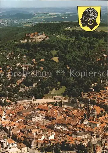 Coburg Stadtkern mit Blick zur Veste Fliegeraufnahme Kat. Coburg