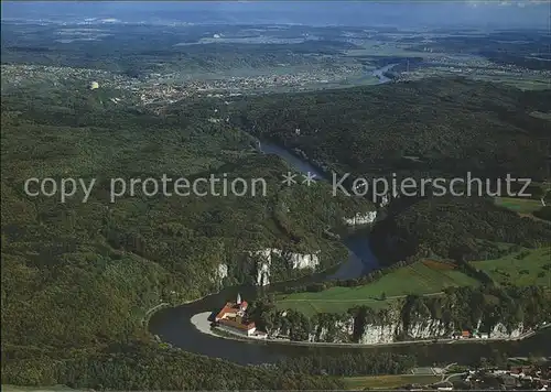 Weltenburg Kelheim Kloster Weltenburg mit Donaudurchbruch Fliegeraufnahme Kat. Kelheim