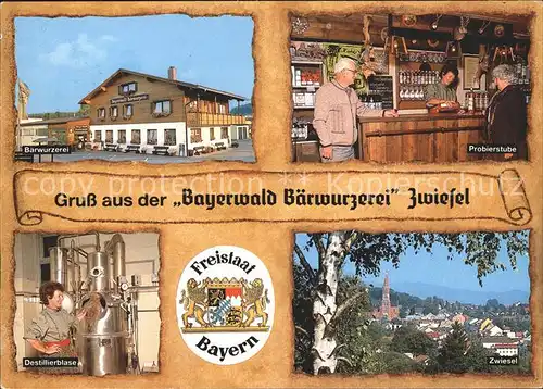 Zwiesel Niederbayern Bayerwald Baerwurzerei Probierstube Destillierblase Ortsblick / Zwiesel /Regen LKR