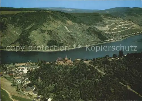 Bacharach Rhein im Steegertal und Jugendburg Stahleck Fliegeraufnahme Kat. Bacharach