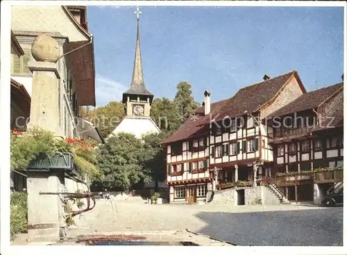 Laupen BE Kirche Brunnen Kat. Laupen BE