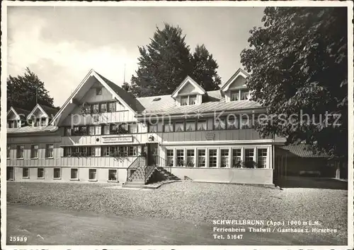 Schwellbrunn Ferienheim Thalwil Gasthaus zum Hirschen Kat. Schwellbrunn
