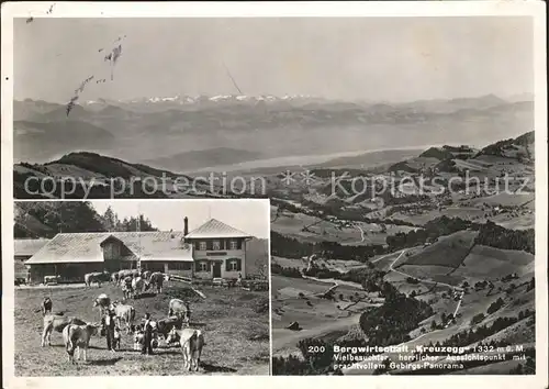 Kreuzegg St Peterzell Bergwirtschaft Kreuzegg mit Alpenpanorama Kat. St Peterzell