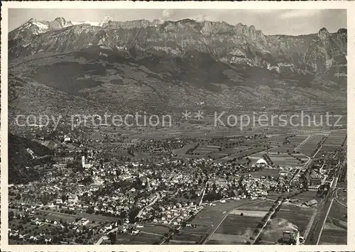 Werdenberg mit Alpstein Fliegeraufnahme Kat. Werdenberg