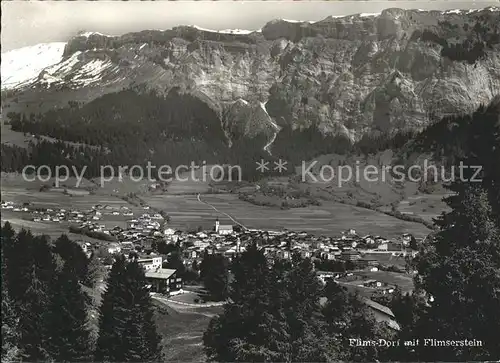 Flims Dorf mit Flimserstein Kat. Flims Dorf