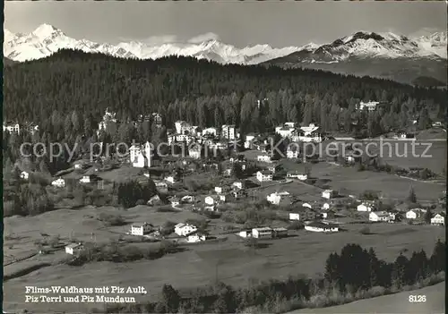 Flims Waldhaus mit Piz Ault Piz Terri und Piz Mundaun Kat. Flims Waldhaus