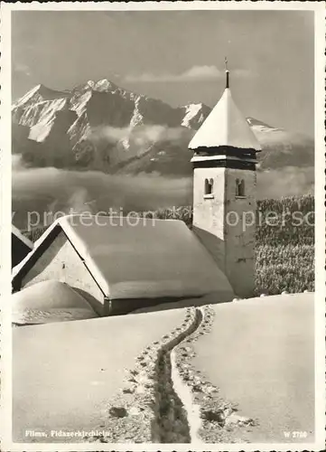 Flims Dorf Fidazerkirchlein im Schnee Kat. Flims Dorf