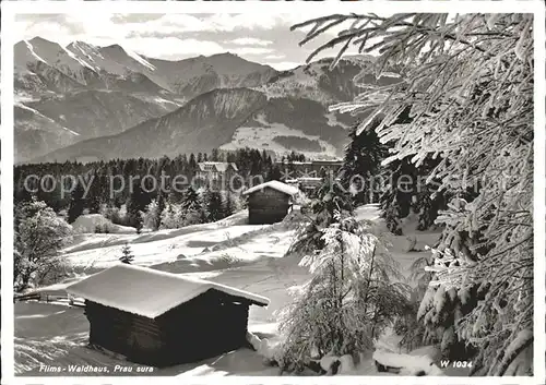 Flims Waldhaus Prau Sura Huetten im Schnee Kat. Flims Waldhaus