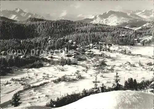 Flims Waldhaus mit Oberlaenderbergen Kat. Flims Waldhaus