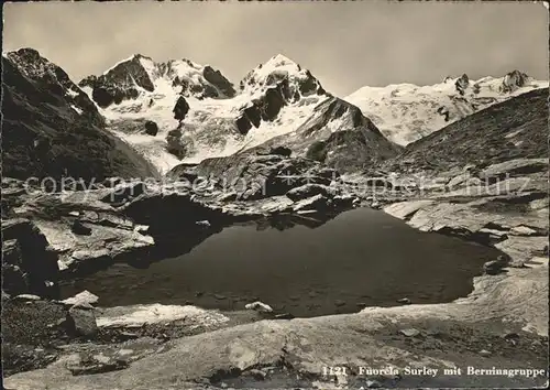 Fuorcla Surlej Bergsee mit Berninagruppe Kat. Surlej Fuorcla