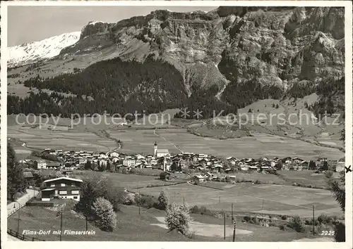 Flims Dorf mit Flimserstein Kat. Flims Dorf