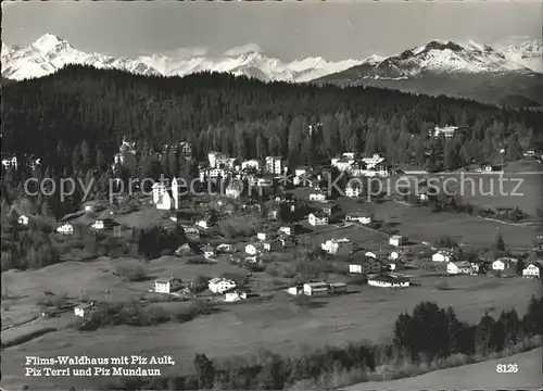 Flims Waldhaus mit Piz Ault Piz Terri Piz Mundaun Kat. Flims Waldhaus