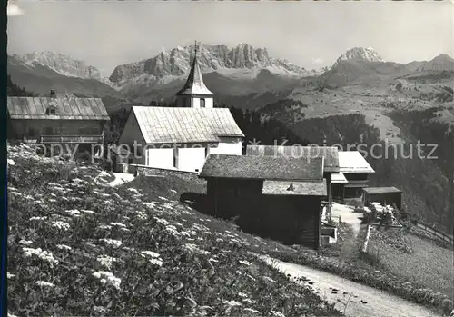 Furna Kirche mit Drusenfluh und Sulzfluh Kat. Furna
