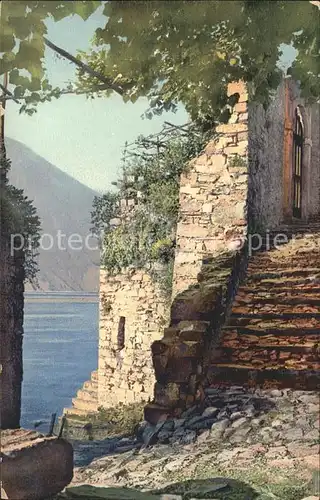 Gandria Lago di Lugano Altes Gemaeuer Treppenaufgang Kat. Gandria