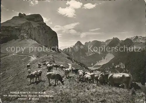 Hoher Kasten mit Staubern Hohe Haeuser Kreuzberge Saentis Viehherde Kat. Appenzeller Alpen