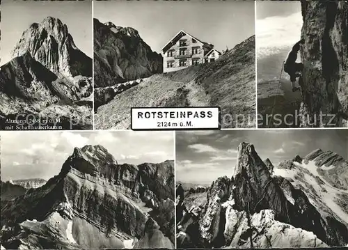 Rotsteinpass Berggasthaus Altmann mit Schaffhauserkamin Bergsteiger Kat. Rotsteinpass