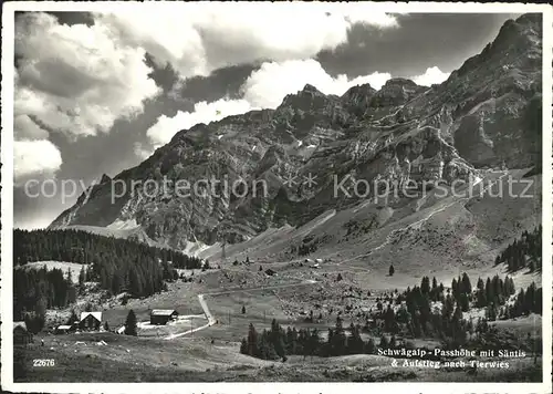 Schwaegalp Passhoehe mit Saentis und Tierwies Kat. Schwaegalp