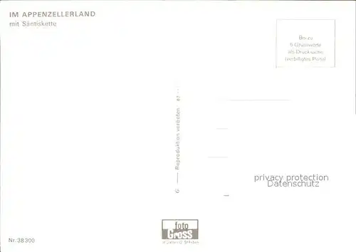 Appenzell IR Alphornblaeser Saentiskette Kat. Appenzell