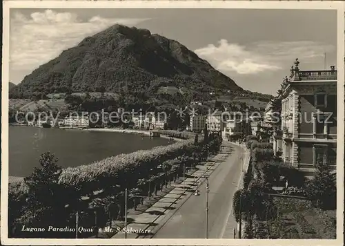 Paradiso Lago di Lugano Quai e Monte San Salvatore Kat. Paradiso